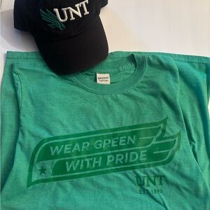 UNT University of Nortb Texas Green  T-Shirt and Cap Set/Bundle